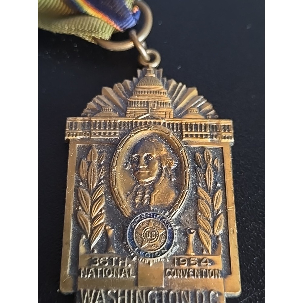 1954 American Legion Convention Delegate Ribbon Medal Badge George Washington DC - Picture 5 of 6